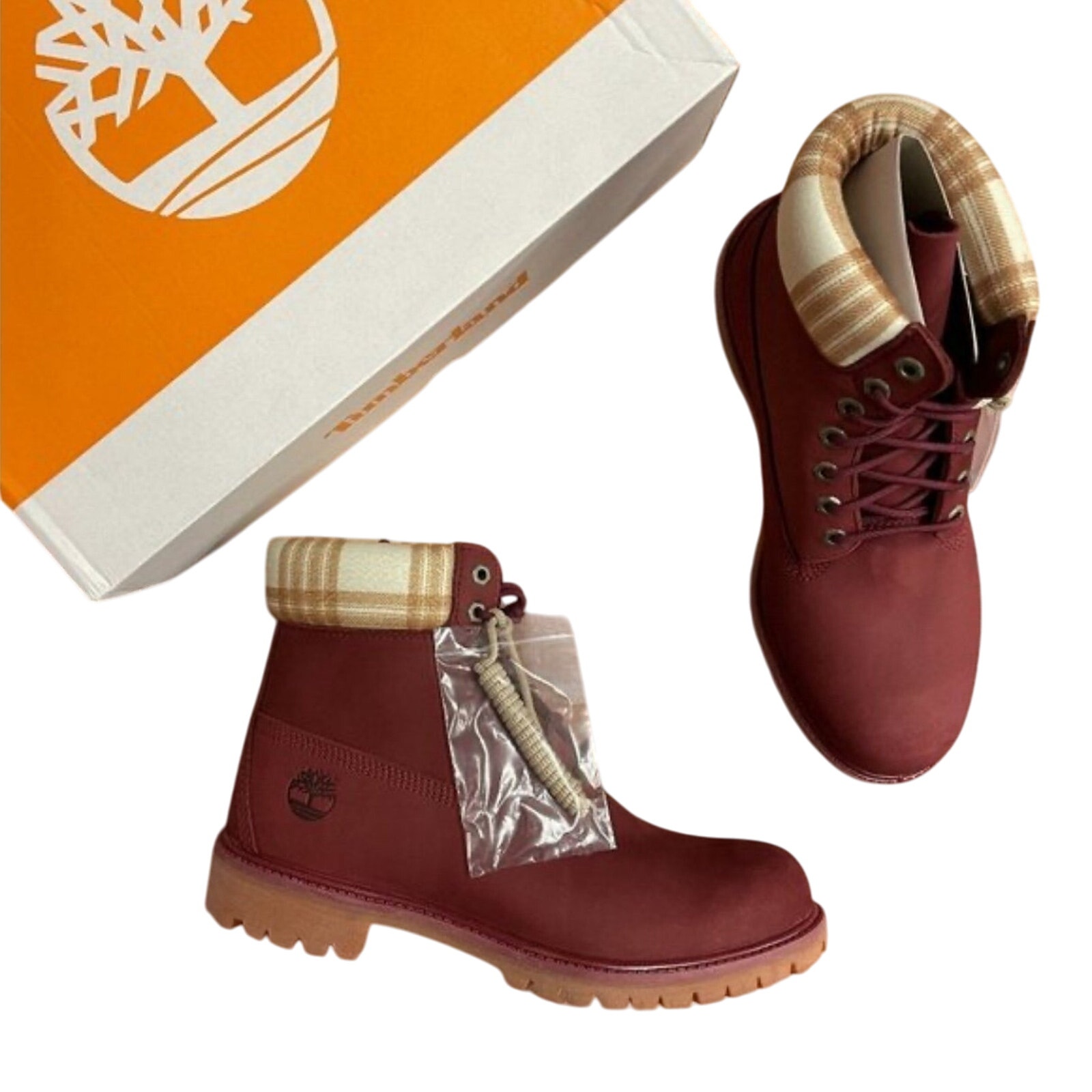 Timberland Premium Men 6 Inch Lace Waterproof Boots - Dark Red - Size: 10.5